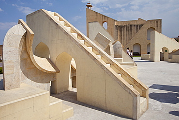 Scorpio Stairway and behind the Brihat Samrat Yantra Pisces astrological sign at The Observatory in Jaipur, Rajasthan, India