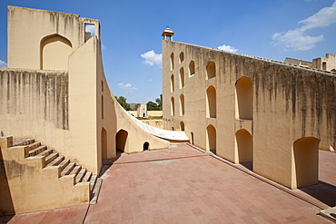 Observation deck of The Giant Sundial, Samrat Yantra, The Supreme Instrument, at The Observatory in Jaipur, Rajasthan, India