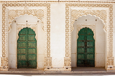 Moti Mahal, doors to the Zenana Deodi harem at Mehrangarh Fort  at Jodhpur in Rajasthan, Northern India