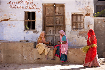 Indian local women in Narlai village in Rajasthan, Northern India