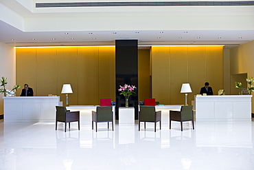 Lobby and Reception area in the 5-star Oberoi Mumbai Hotel at Nariman Point, Mumbai, formerly Bombay, Maharashtra, India