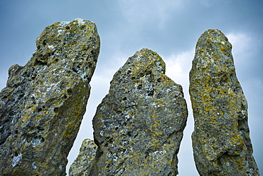 The Rollright Stones ancient stone burial chamber, called the Whispering Knights at Little Rollright in The Cotswolds, UK