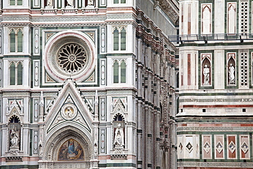 Il Duomo di Firenze, Cathedral of Florence, and campanile bell tower in Piazza di San Giovanni, Tuscany, Italy