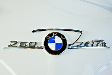 BMW 250 Isetta badge on bubble car at the BMW Factory and Headquarters in Munich, Bavaria, Germany