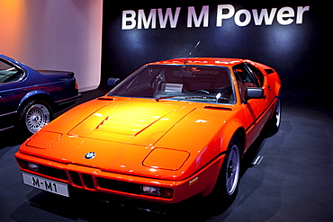 BMW M1 sports car on display at the BMW Museum and Headquarters in Munich, Bavaria, Germany