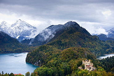 Schloss Hohenschwangau castle in the Bavarian Alps, Germany