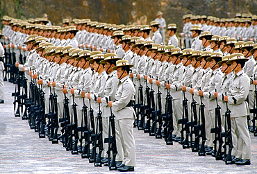 Ghurka Regiment of soldiers on parade in Hong Kong