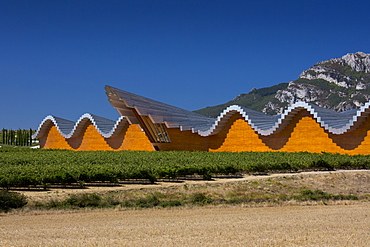 Ysios Bodega winery futuristic architecture at Laguardia in Rioja-Alaveda wine-producing area of Basque country, Spain