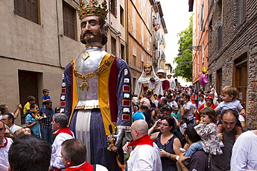 Costumed giant characters, Gigantes de Irunako Erraldoiak, during San Fermin Fiesta at Pamplona, Navarre, Northern Spain