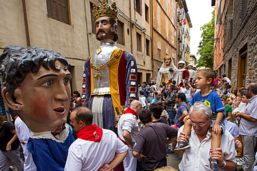 Costumed giant characters, Gigantes de Irunako Erraldoiak, during San Fermin Fiesta at Pamplona, Navarre, Northern Spain