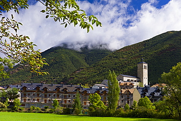 New development in town of Biescas in Valle de Tena, Aragon, Northern Spain. Many Spanish construction projects had EU funding