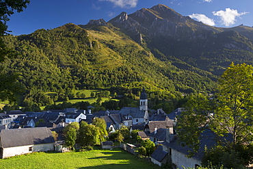 Arrens Commune and the Chapel of Pouey-Laun in Val D'Azun, in the Pyrenees National Park, France