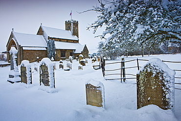 12th Century Church of St Mary in The Cotswolds, Swinbrook, Oxfordshire, United Kingdom