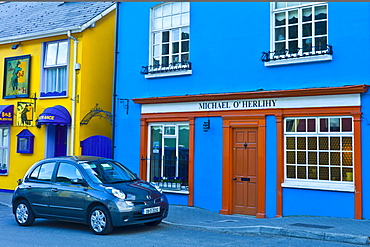 Street scene of traditional brightly coloured properties in Kinsale, County Cork, Ireland