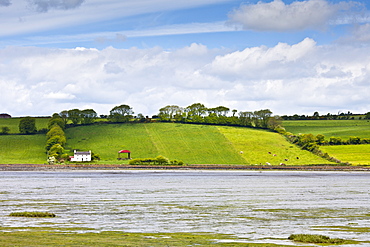 Hill farm smallholding on hill slope overlooking Courtmacsherry Bay near Timoleague, West Cork, Ireland