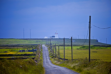 Open road to Loop Head lighthouse at the end of the Loop peninsula, County Clare, West of Ireland