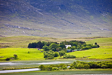 Farm at the foot of the Maamturk mountains near Maam, Connemara, County Galway, Ireland