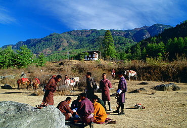 Horsemen taking a break, Bhutan