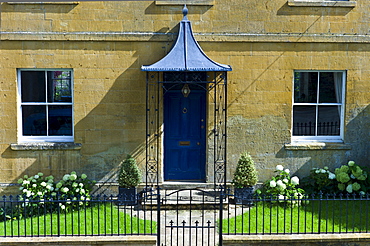 Elegant Georgian Doorway of period house in The Cotswolds at Blockley in Gloucestershire, UK