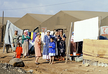 Temporary camp for victims of earthquake disaster in Algiers, Algeria, October 1980