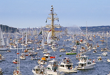 Tall Ships flotilla in Sydney Harbour for Australia's Bicentenary, 1988