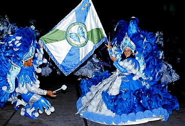 Dancers taking part in a traditional Rio Carnival in Rio de Janeiro, Brazil