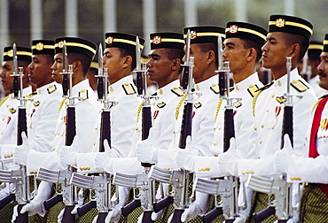 Ceremonial guard at military display at the Sultan's Palace in Brunei Darussalam