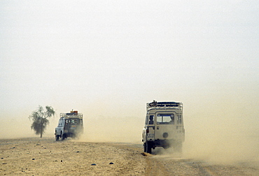 Journey in 4-wheel drive vehicles through the Sahara Desert in Upper Volta, now re-named Burkina Faso