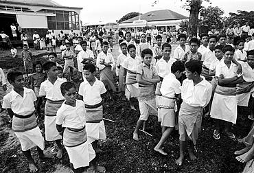 Young boys at tribal gathering in Tonga, South Pacific