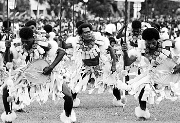 Locals attending traditional native ceremony at tribal gathering in Fiji, South Pacific