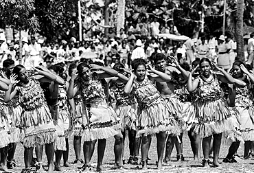 Native children at tribal gathering in Western Samoa, South Pacific