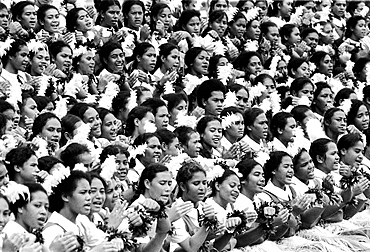 Young people at tribal gathering in Tonga, South Pacific