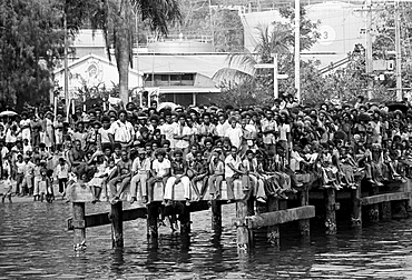 Locals attending traditional welcome ceremony for honoured guests in Honiara, Solomon Islands, South Pacific