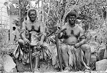 Locals attending traditional native ceremony at tribal gathering in Fiji, South Pacific