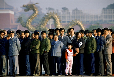 Chinese people in Tiananmen Square in the Forbidden City in Peking, now Beijing, China in the 1980s