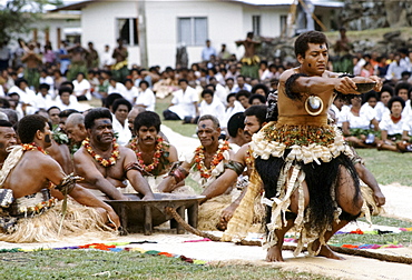 Traditional native kava ceremony at tribal gathering in Fiji, South Pacific