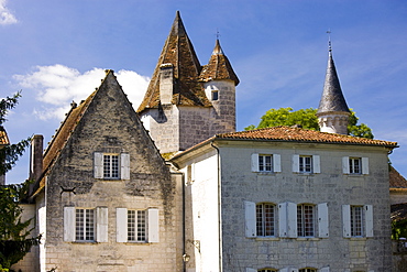 Chateau de Bourdeilles popular tourist destination near Brantome in Northern Dordogne, France