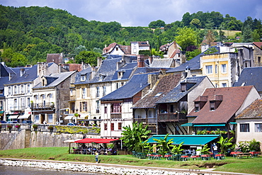 French houses in the traditional town of Montignac, Dordogne region of France