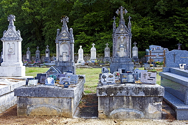 Grave at cemetery graveyard at St Amand de Coly, Dordogne, France