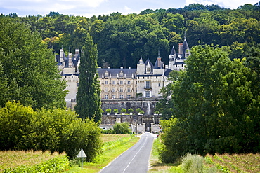 Chateau d'Usse at Rigny Usse from across the Indre River in the Loire Valley, France