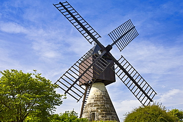 Windmill, moulin a vent, at La Herpiniere near Saumur, Loire Valley, France