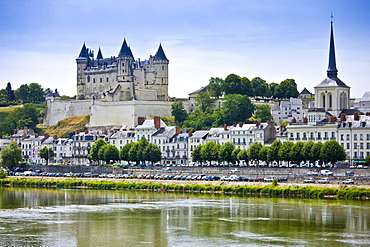 Saumur Chateau and the River Loire, in the Loire Valley, France