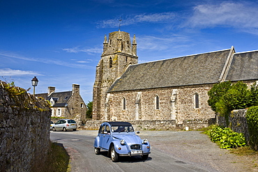 Typical French Citroen Deux Chevaux 2CV car at Regneville-Sur-Mer, Normandy, France