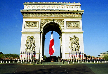 Veterans Parade for Remembrance Day at the Arc de Triomphe in Paris, France