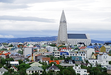 The city of Reykjavik at midnight, Iceland