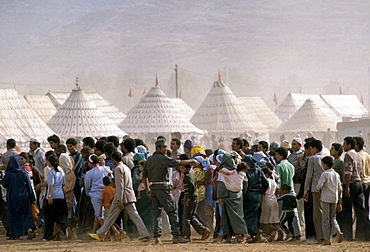 Moroccan people attending a traditional festival in Marrakesh Morocco, North Africa