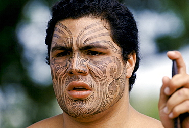 Maori warrior at a tribal gathering in New Zealand