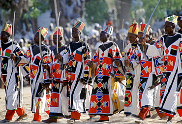 Nigerian locals at tribal gathering durbar cultural event at Maiduguri in Nigeria, West Africa