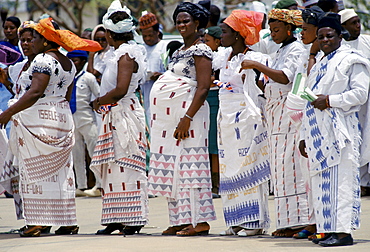 Nigerian women, one pregnant, attending a tribal gathering durbar cultural festival at Maiduguri in Nigeria, West Africa