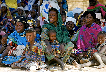 Nigerian families attending a tribal gathering cultural festival at Maiduguri in Nigeria, West Africa